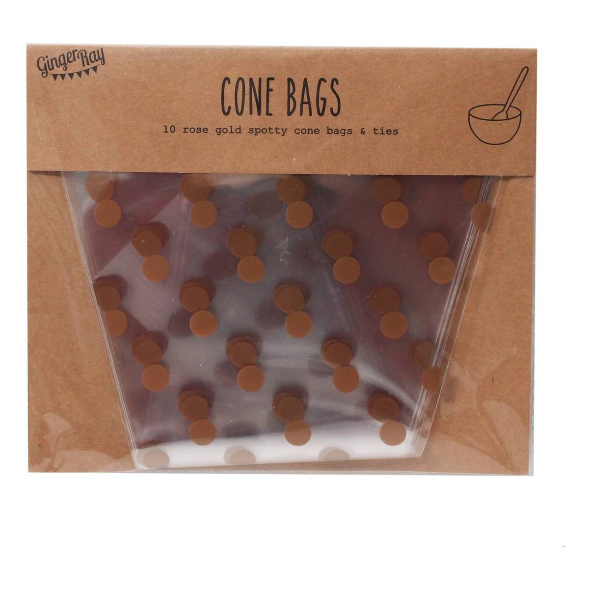 Ginger Ray Rose Gold Spot Cone Bags 10 Pack image number 2
