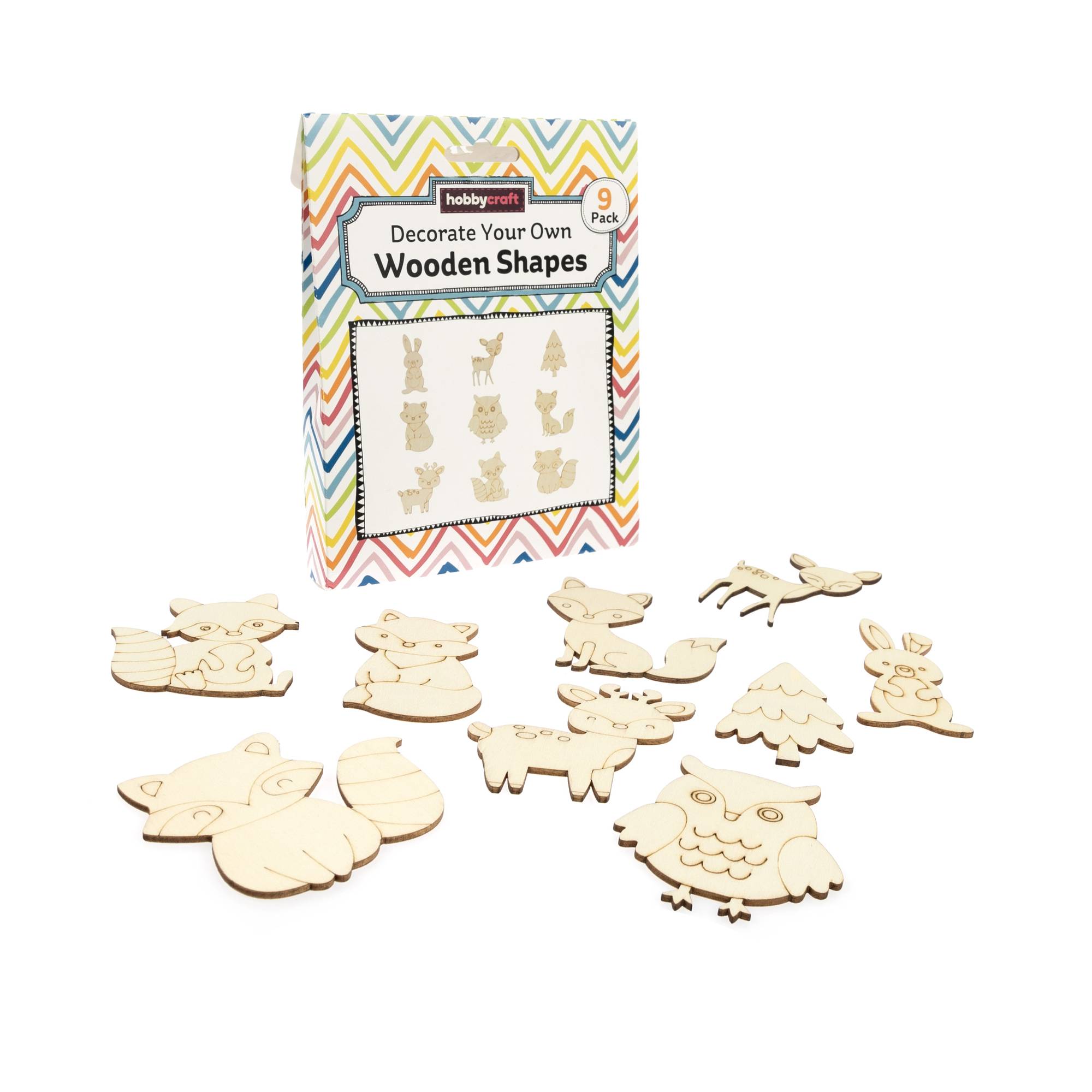 Decorate Your Own Woodland Animal Wooden Shapes 9 Pack | Hobbycraft