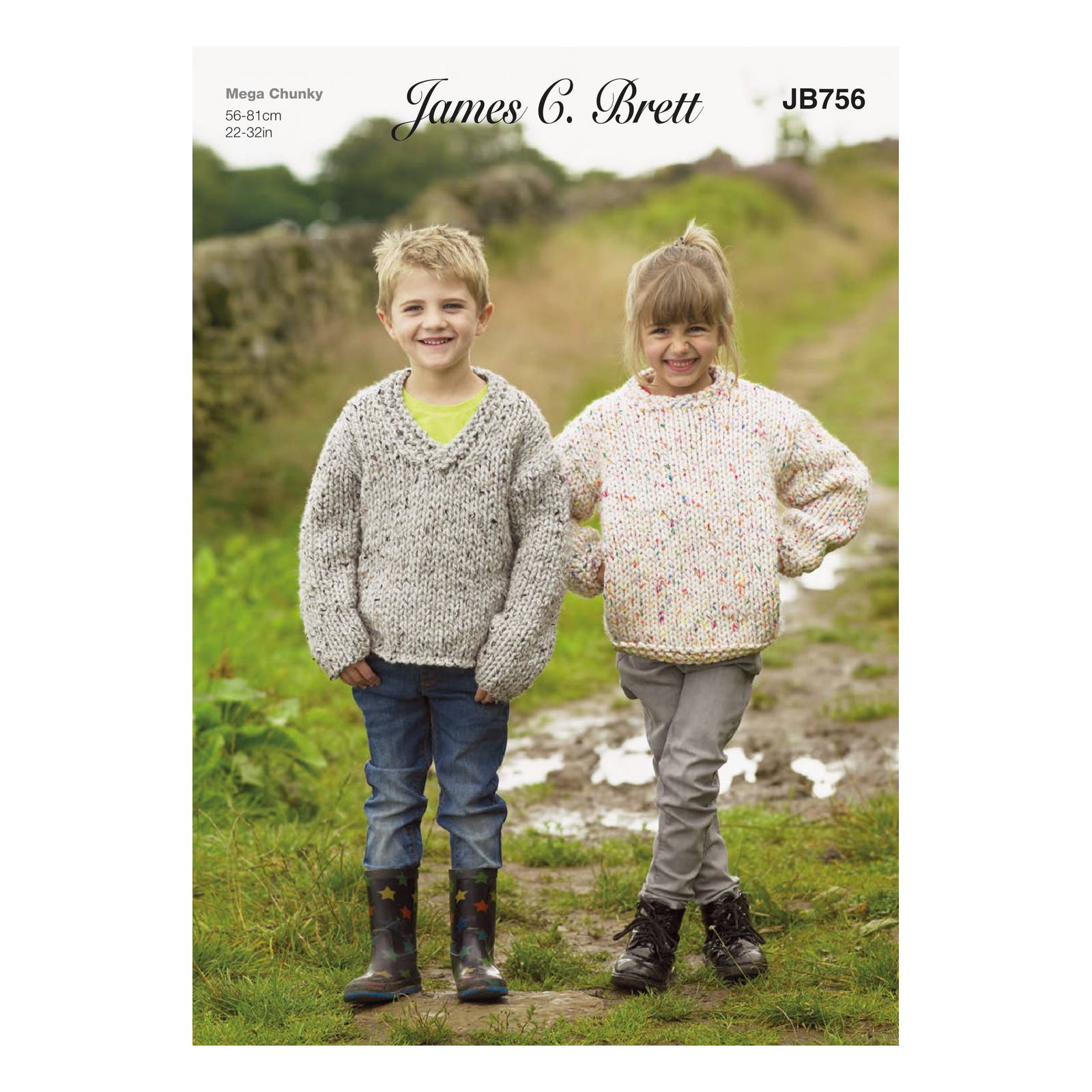 James C Brett Childrens Sweater and Hat Knitting Pattern in Rustic Aran  JB626