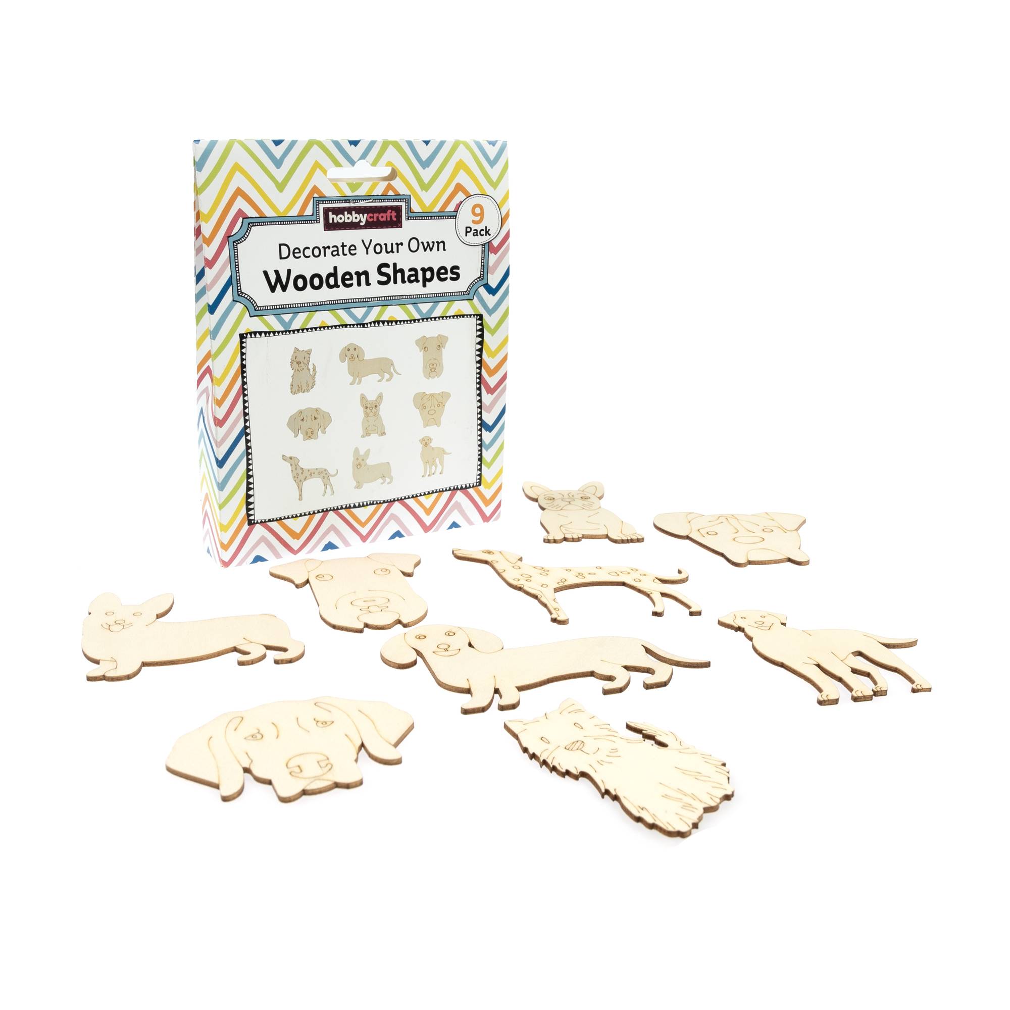 Decorate Your Own Dog Wooden Shapes 9 Pack | Hobbycraft