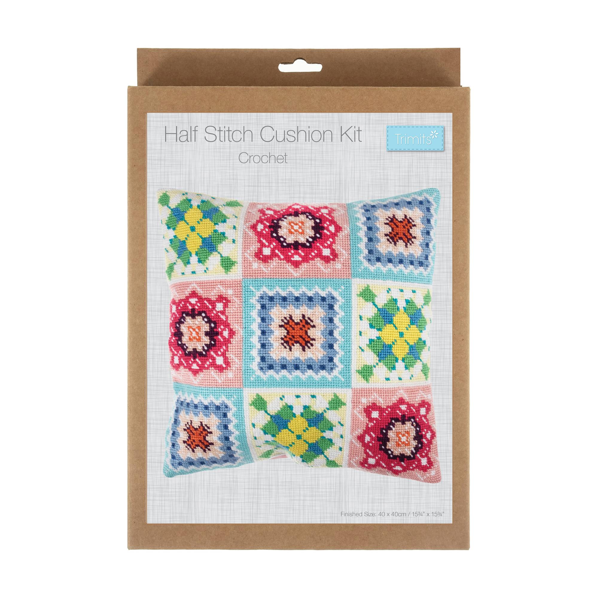 Trimits Granny Square Half Stitch Cushion Kit 40cm X 40cm 