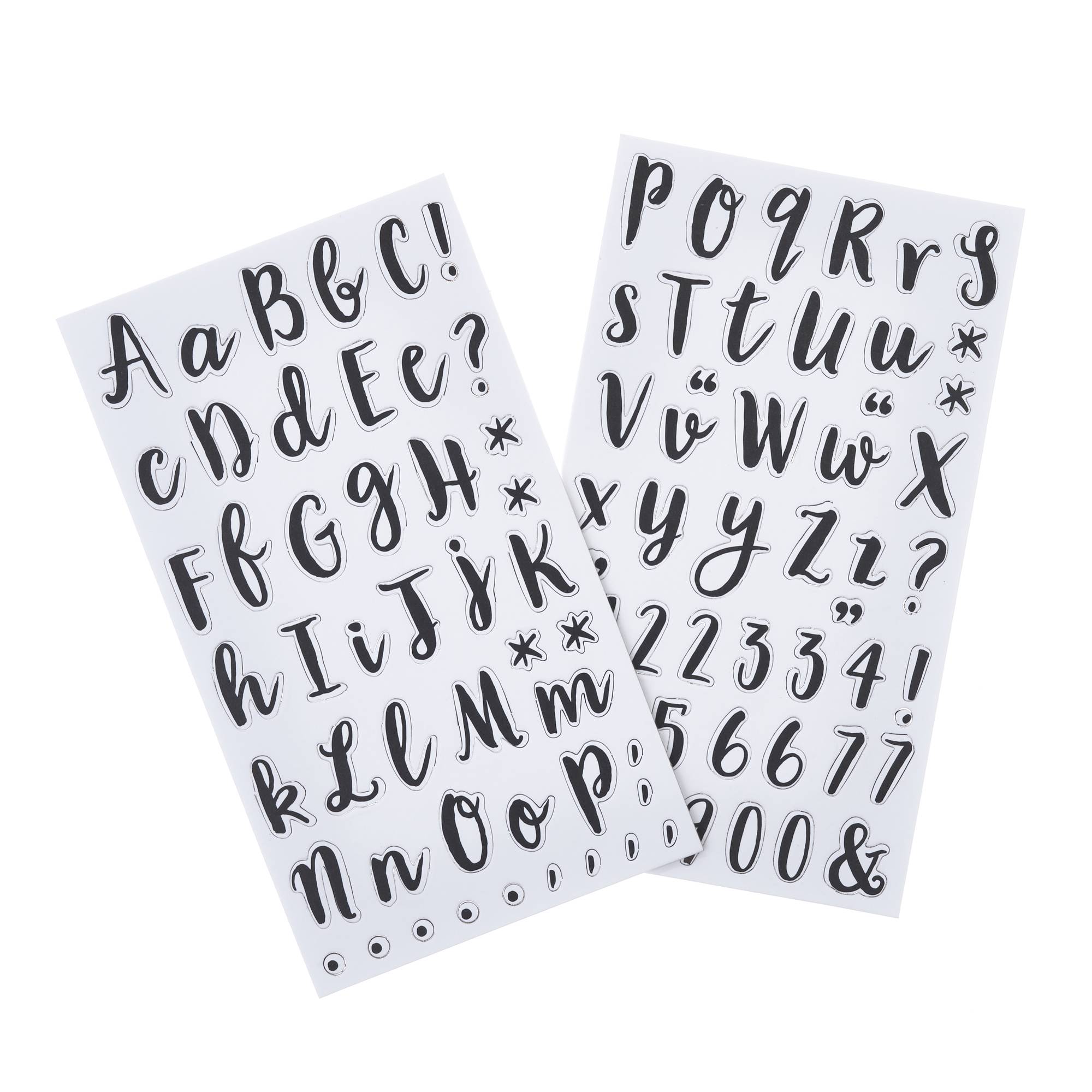 Black Brush Lettering Alphabet Chipboard Stickers 98 Pieces