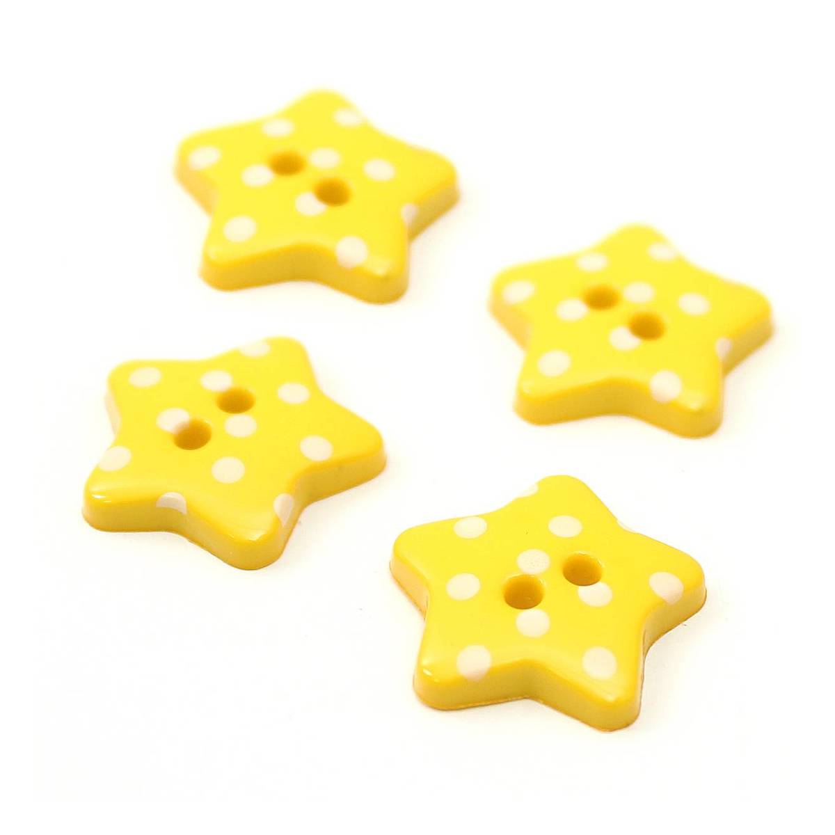 Hemline Yellow Novelty Star Button 5 Pack