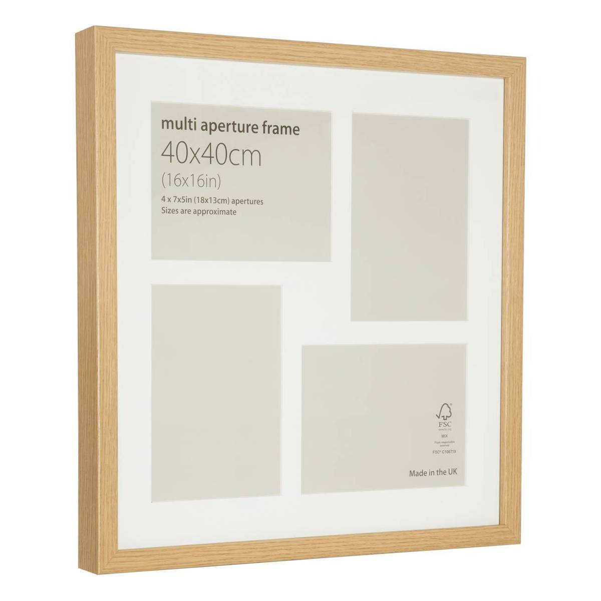 Multi-Aperture Oak Effect Frame 40cm x 40cm | Hobbycraft