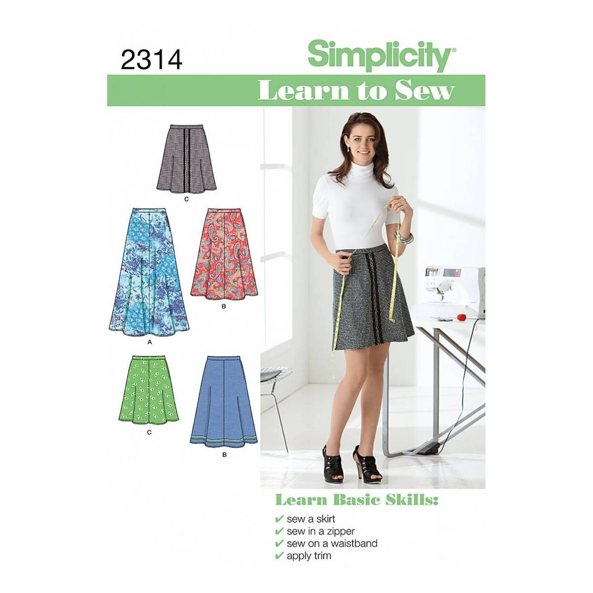 Simplicity Learn to Sew Ladies' Skirt Sewing Pattern 2314 | Hobbycraft