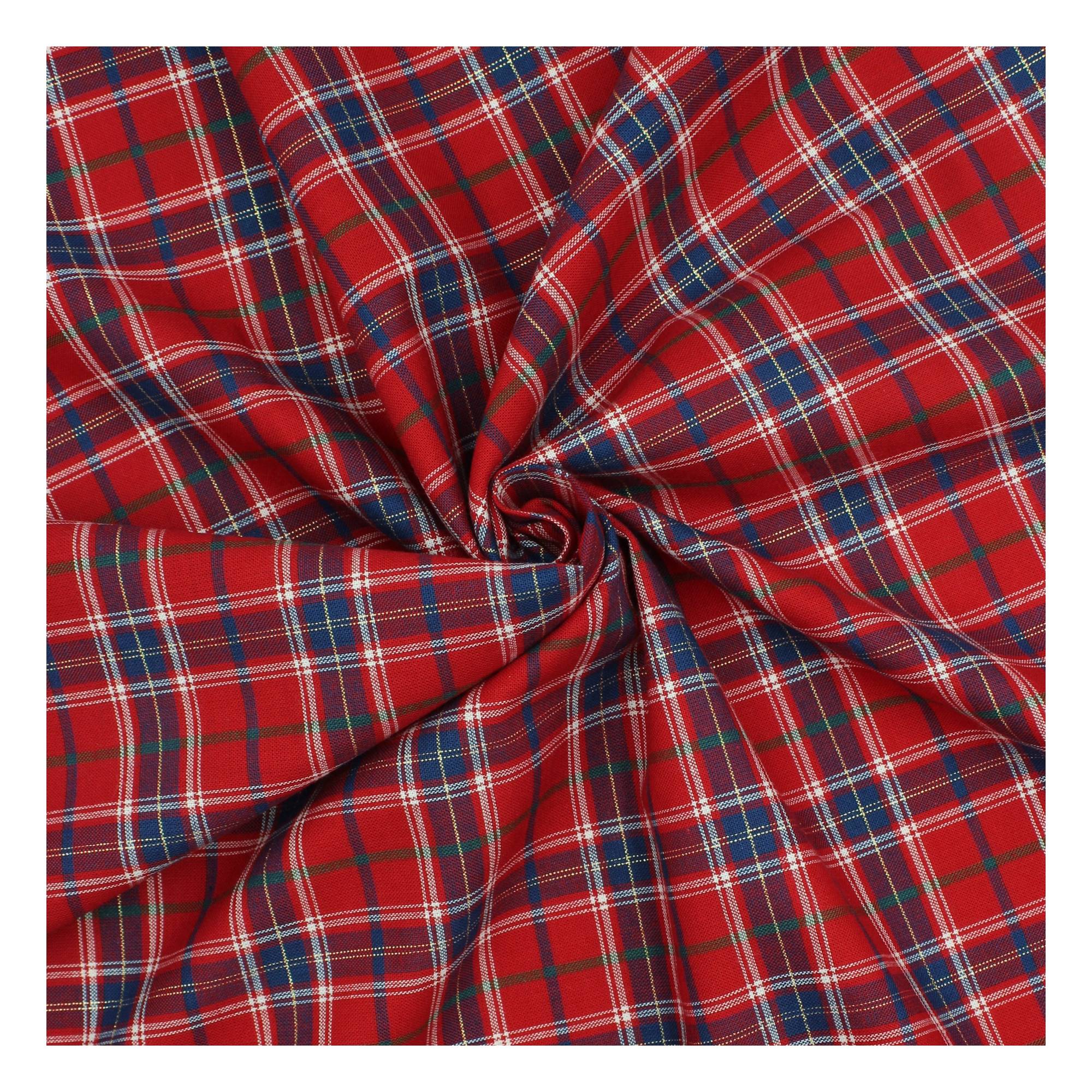 Red and Green Check Tartan Cotton Fabric by the Metre | Hobbycraft