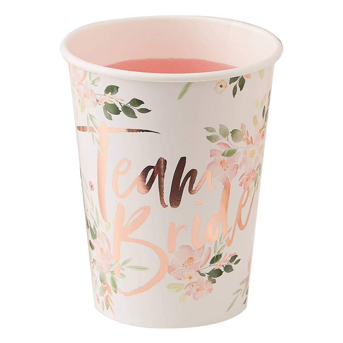 Ginger Ray Floral Hen Team Bride Paper Cups 8 Pack
