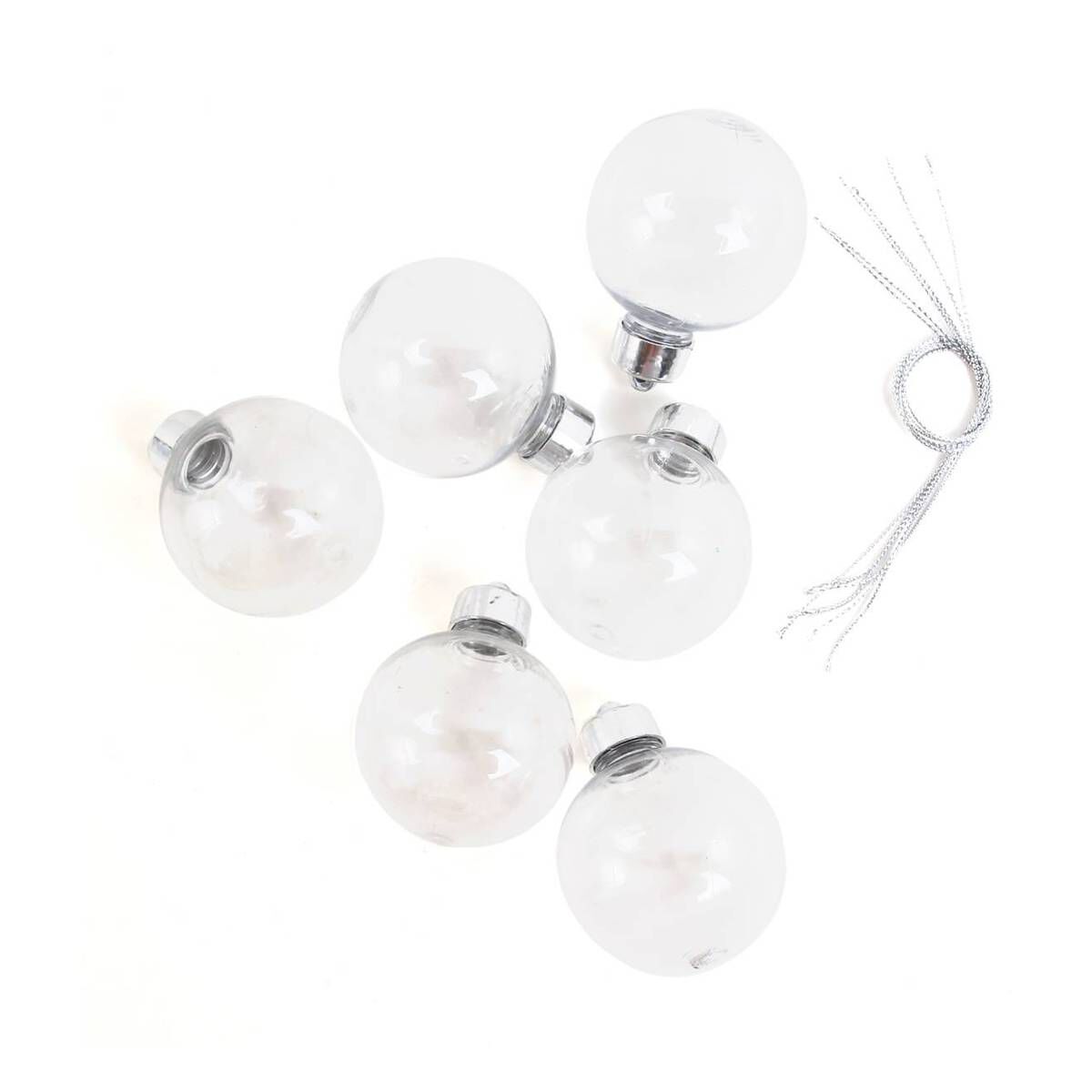 Hanging Fillable Baubles 6cm 6 Pack Hobbycraft 0447