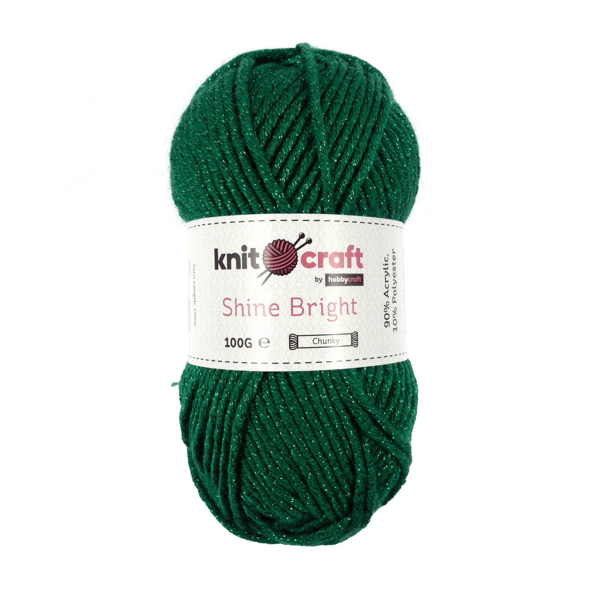 Knitcraft Green Shine Bright Chunky Yarn 100g Hobbycraft 8443