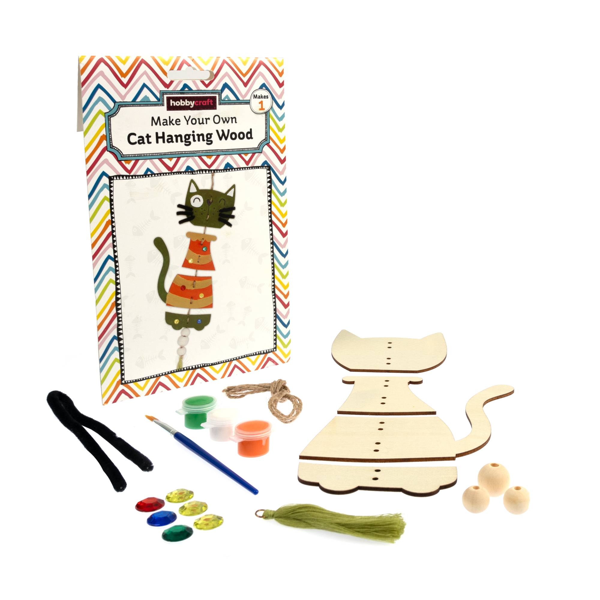 Make Your Own Hanging Wood Cat Kit | Hobbycraft