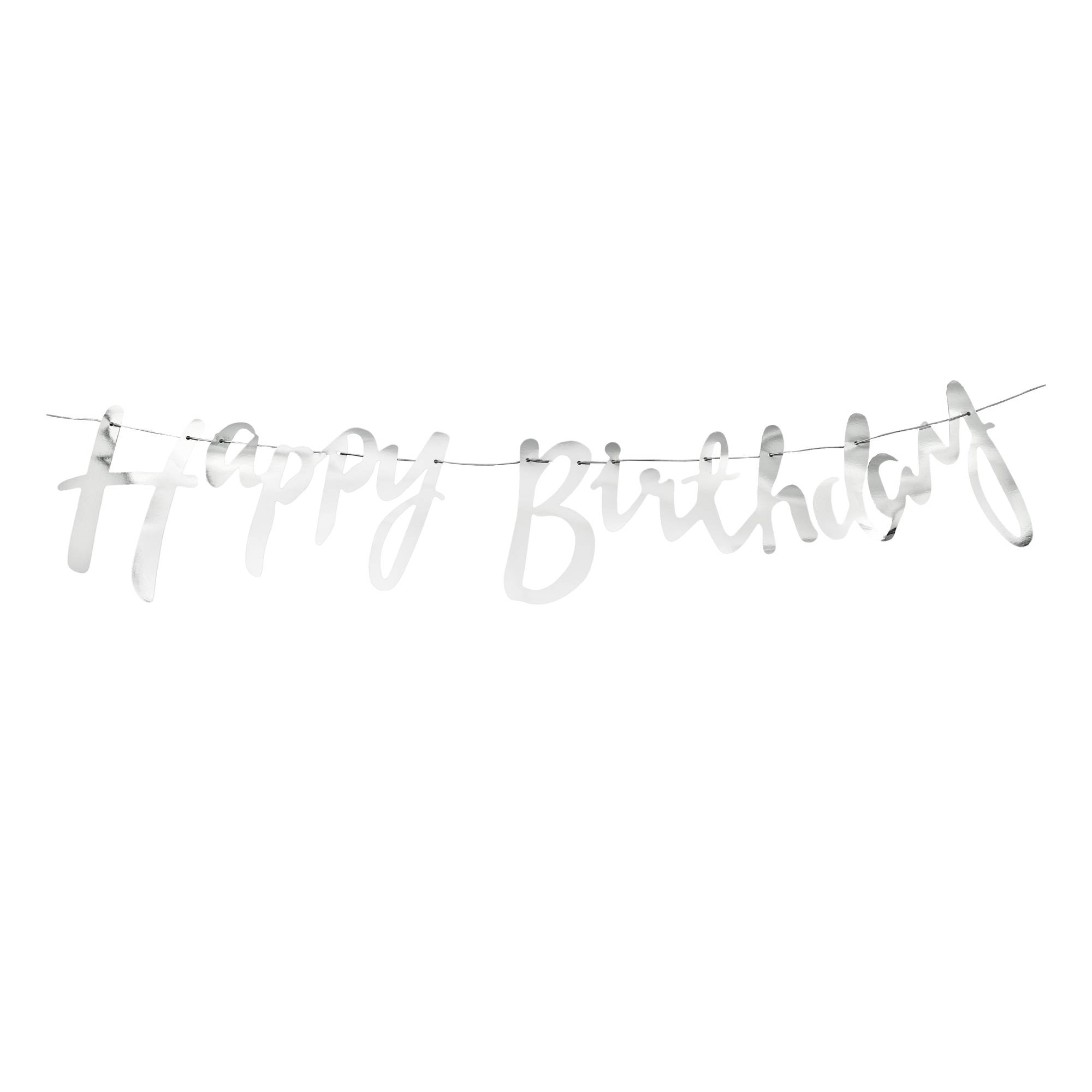 Silver Happy Birthday Banner 1.5m | Hobbycraft