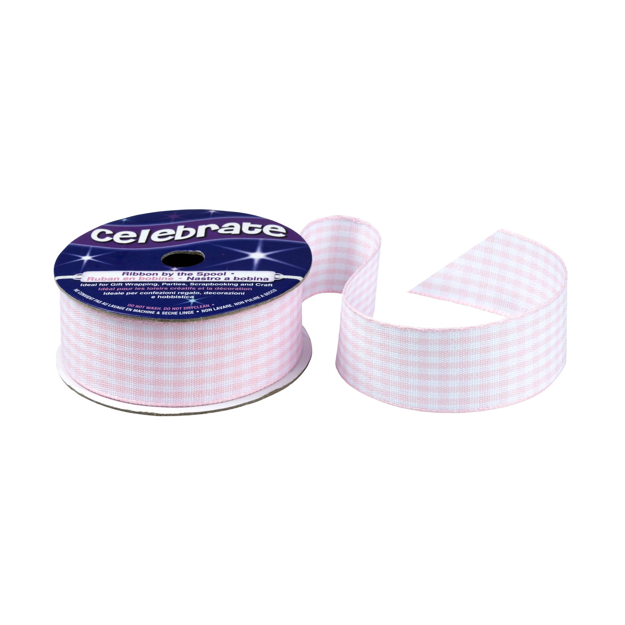 Light Pink Gingham Ribbon 20mm X 4m Hobbycraft