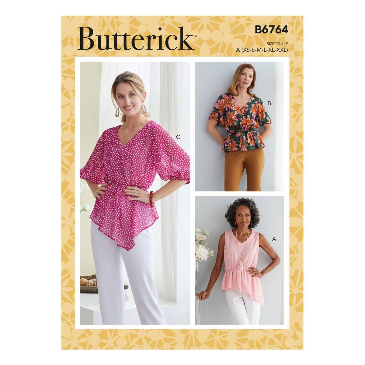 Butterick Women’s Top Sewing Pattern B6764 (XS-XXL) | Hobbycraft