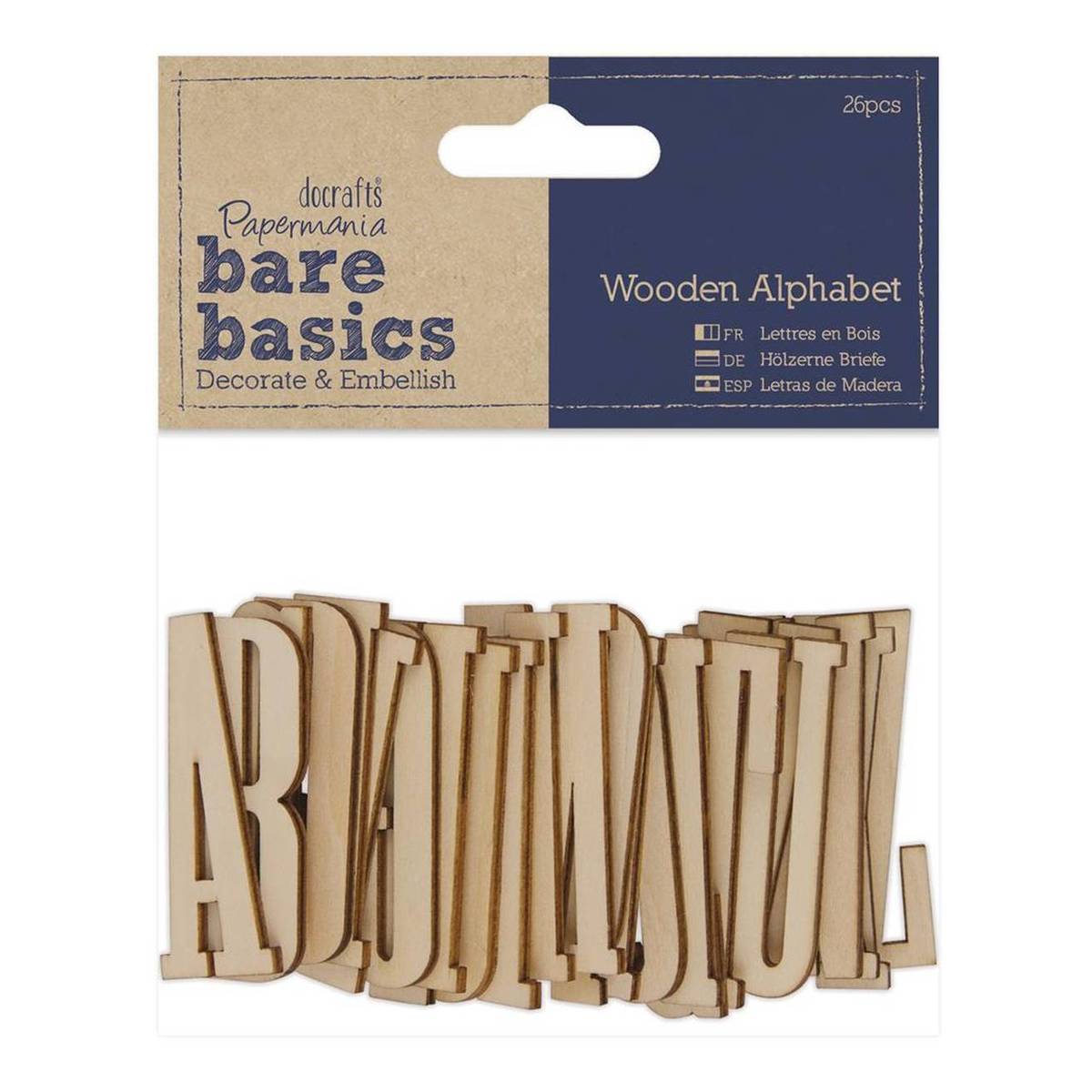 Craft Wood Letters, Natural, 3-Inch, 26-Piece