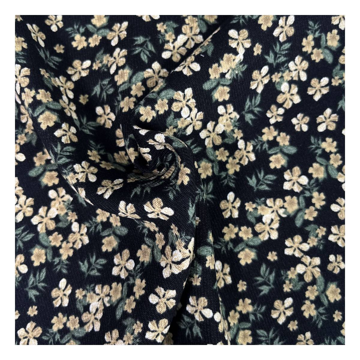 Black and Cream Ditsy Floral Brushed Print Fabric by the Metre | Hobbycraft
