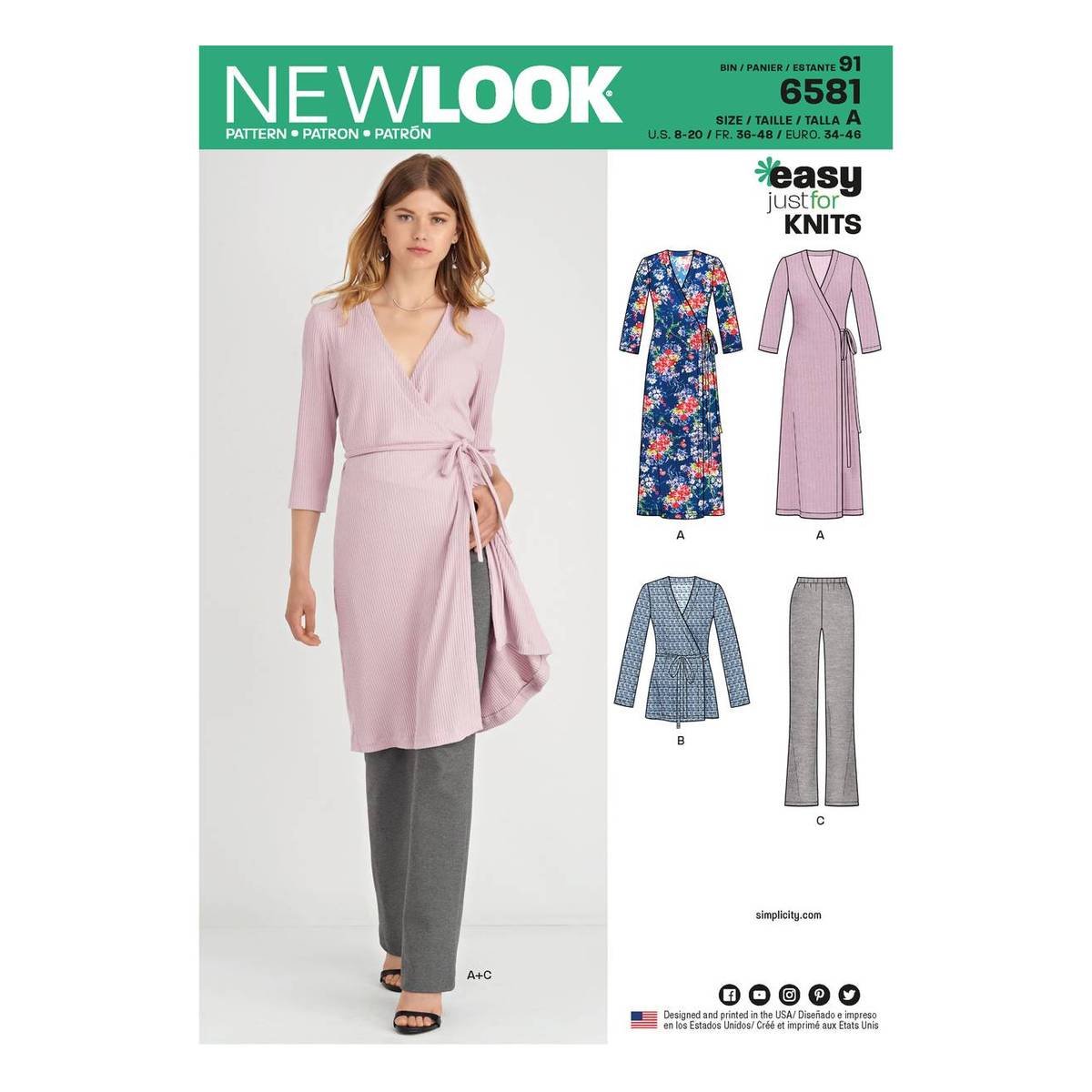 New Look Women's Knit Dress and Trousers Sewing Pattern 6581 | Hobbycraft