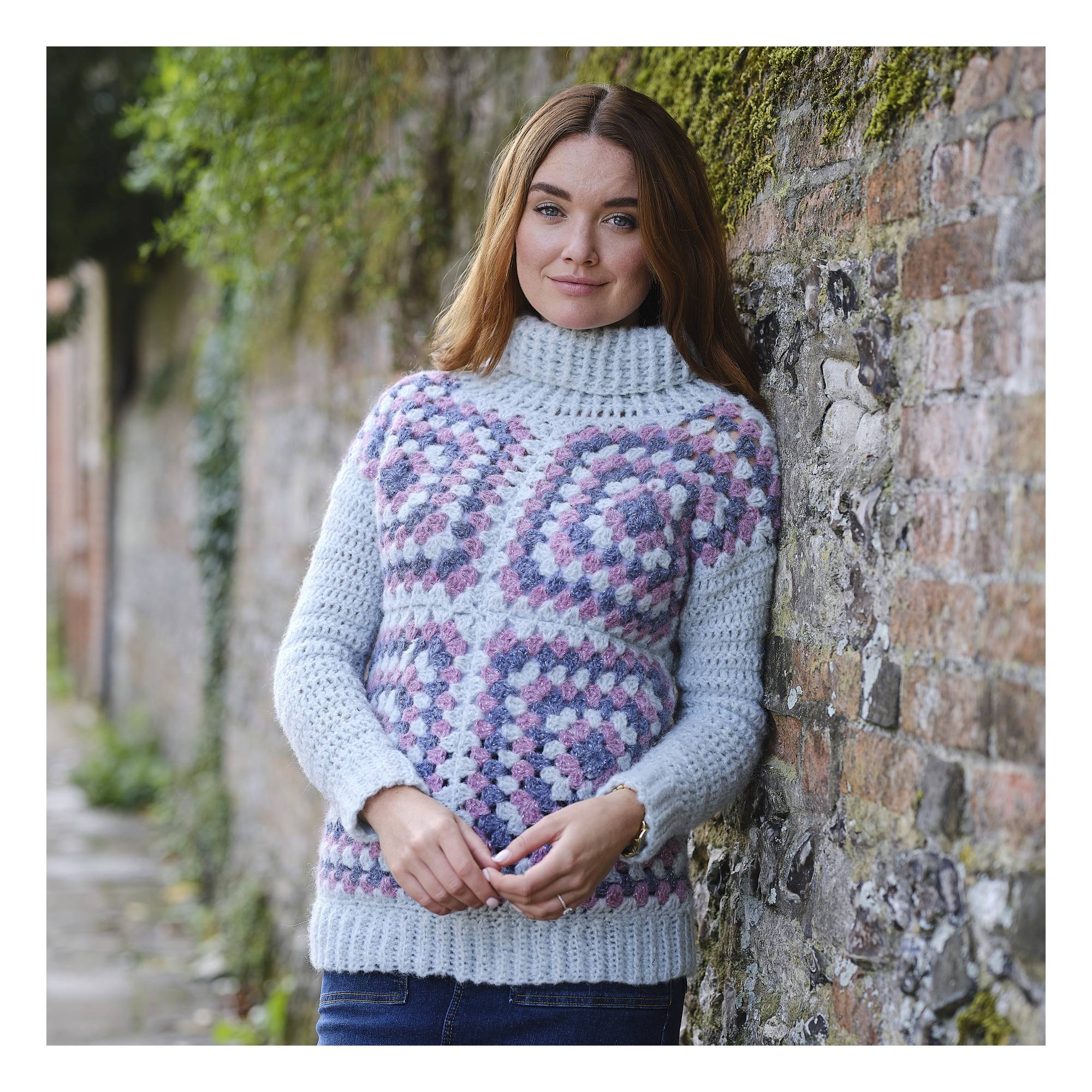 Knitcraft Granny Square Roll Neck Jumper Digital Pattern 0353 | Hobbycraft