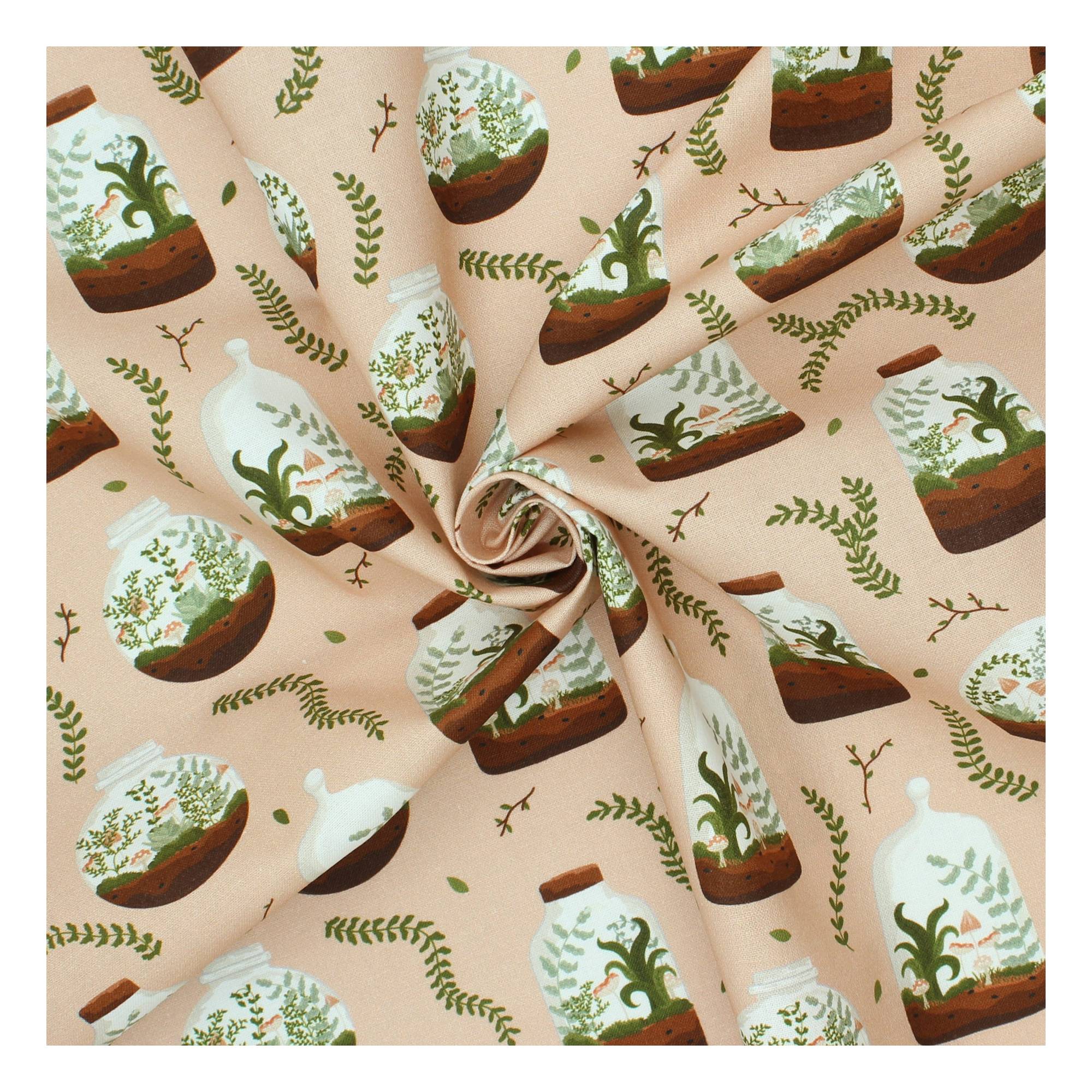 Plant Life Terrarium Cotton Fabric by the Metre Hobbycraft