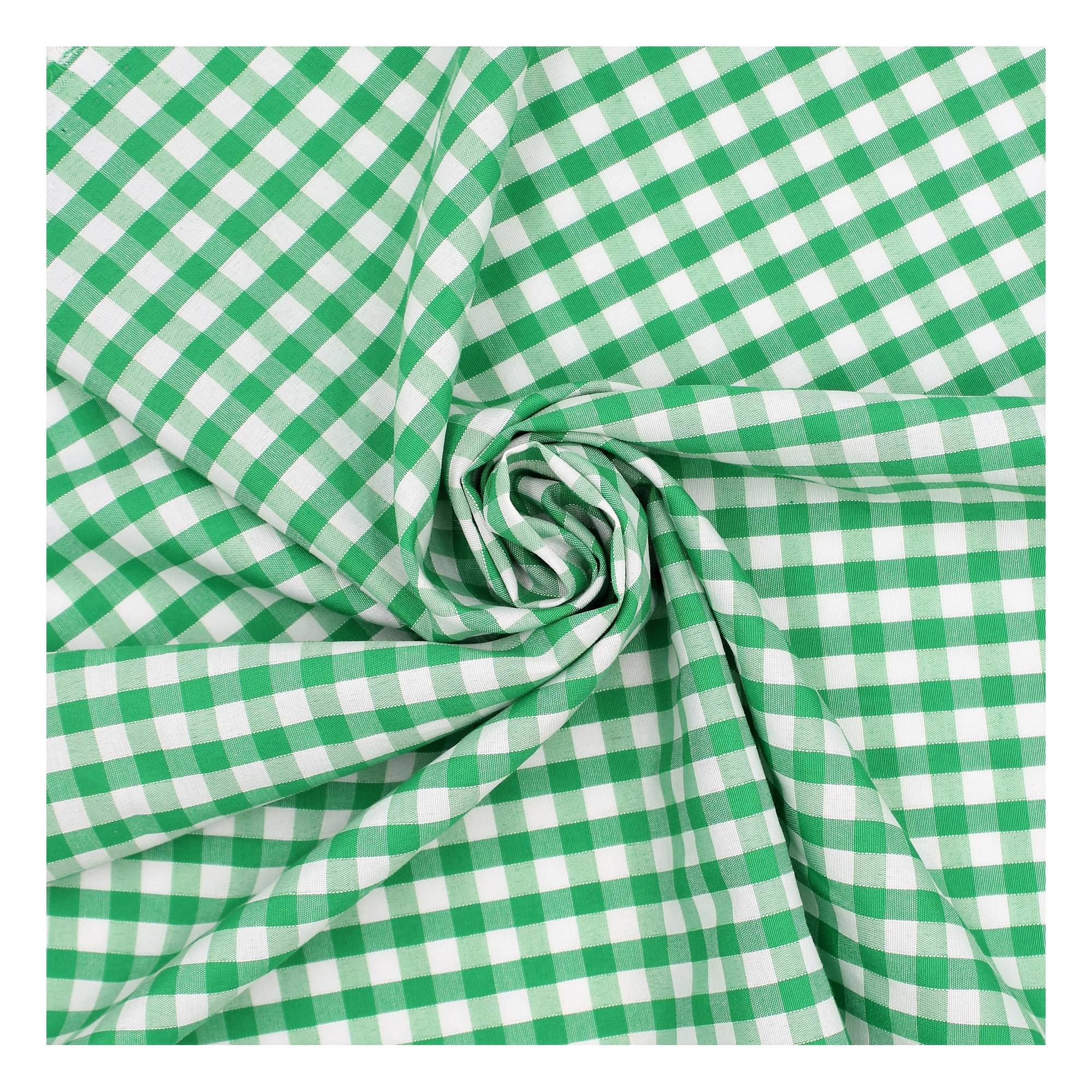 Emerald Green & White 1/4 Gingham check fabric material - 1 full metre