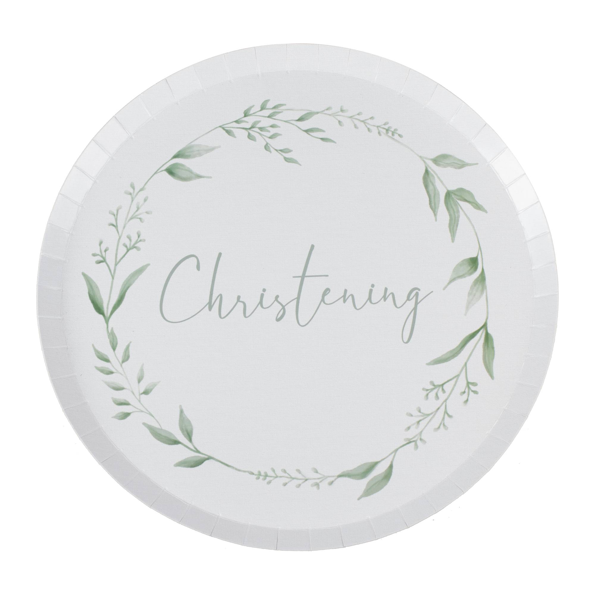 Ginger Ray Christening Wreath Plates 8 Pack