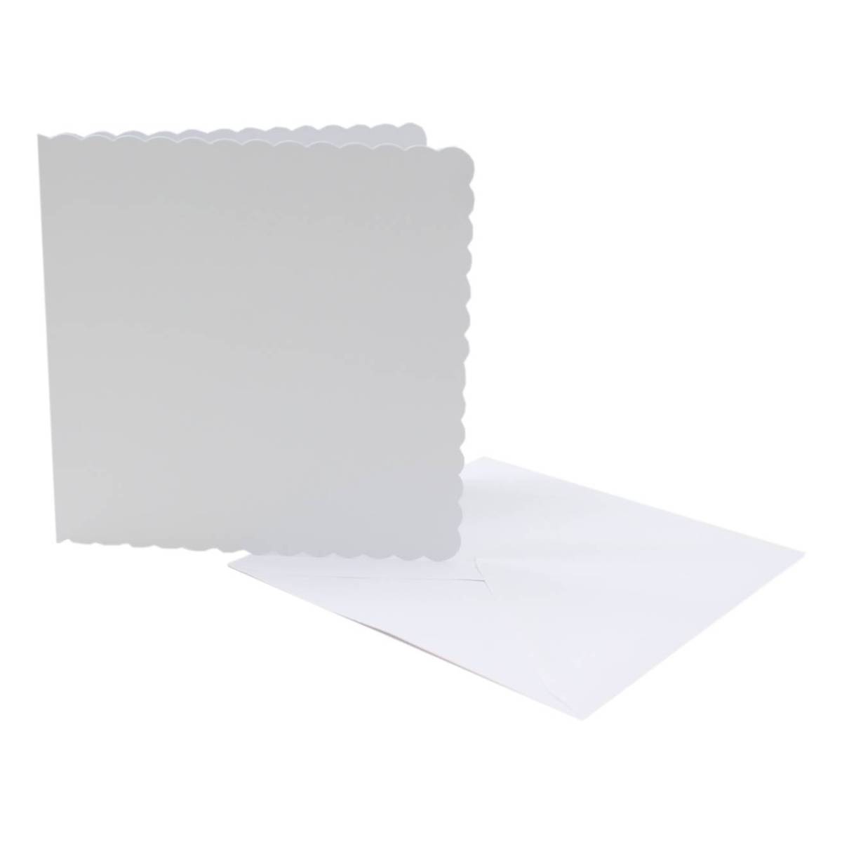 White Scalloped Edge Cards and Envelopes 7.9 x 7.9 Inches 25 Pack ...