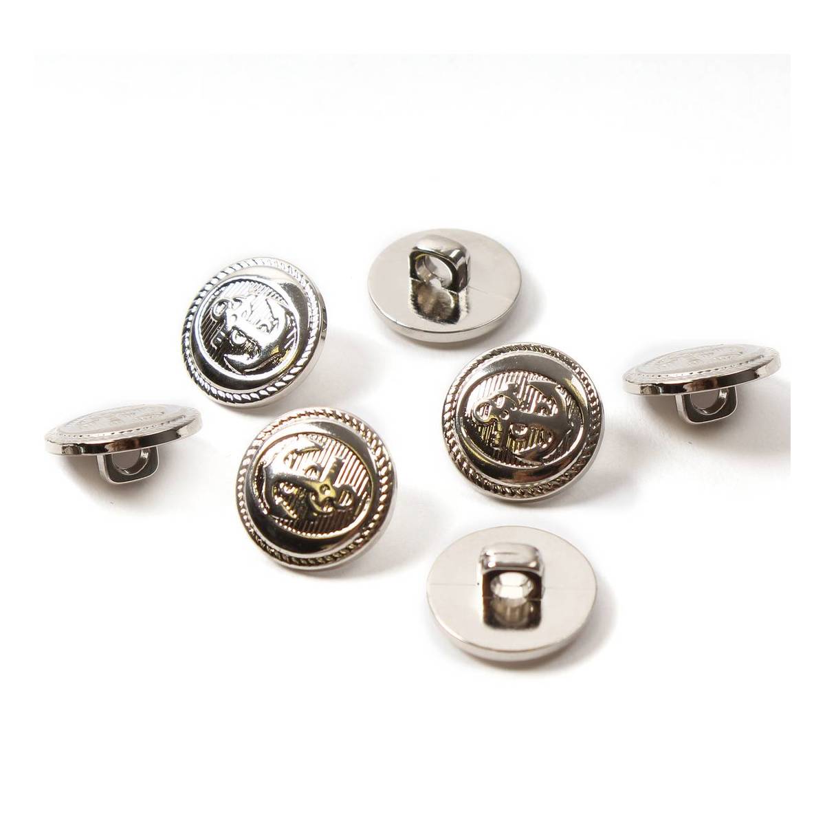 Hemline Silver Metal Military Anchors Button 7 Pack | Hobbycraft