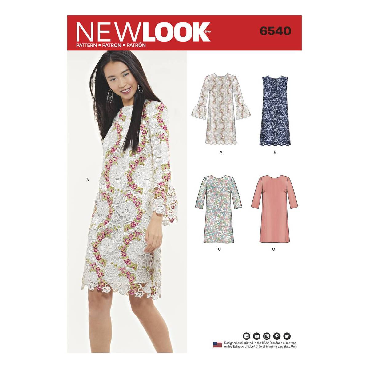 New Look Women's Shift Dress Sewing Pattern 6540 | Hobbycraft