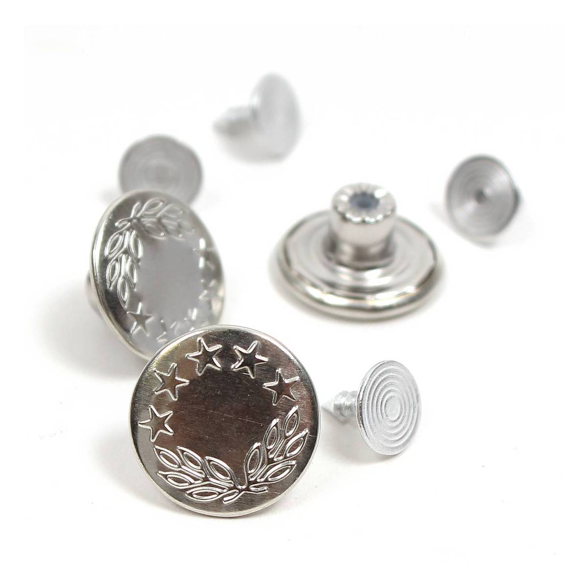 17mm Matte Silver Color Metal Tack Buttons Leaf Pattern No Sew Jeans Denim  Replace Rivets Stud Snap Fastener 11/16 Military Jeans Jacket - Etsy
