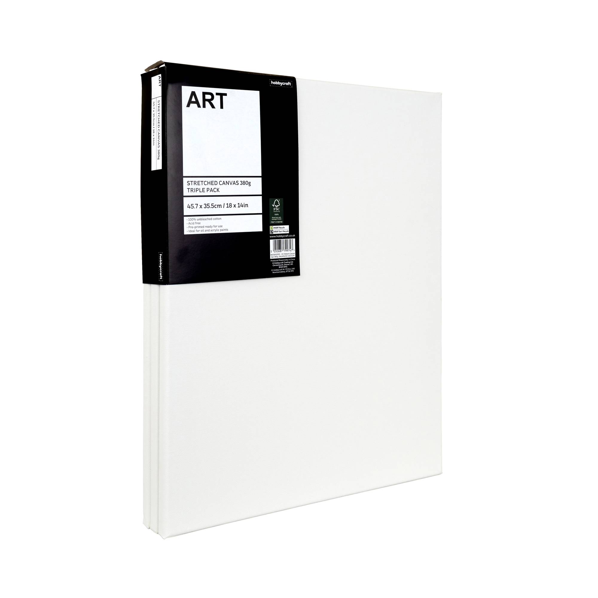 Stretched Canvas 45.7cm x 35.5cm 3 Pack Hobbycraft