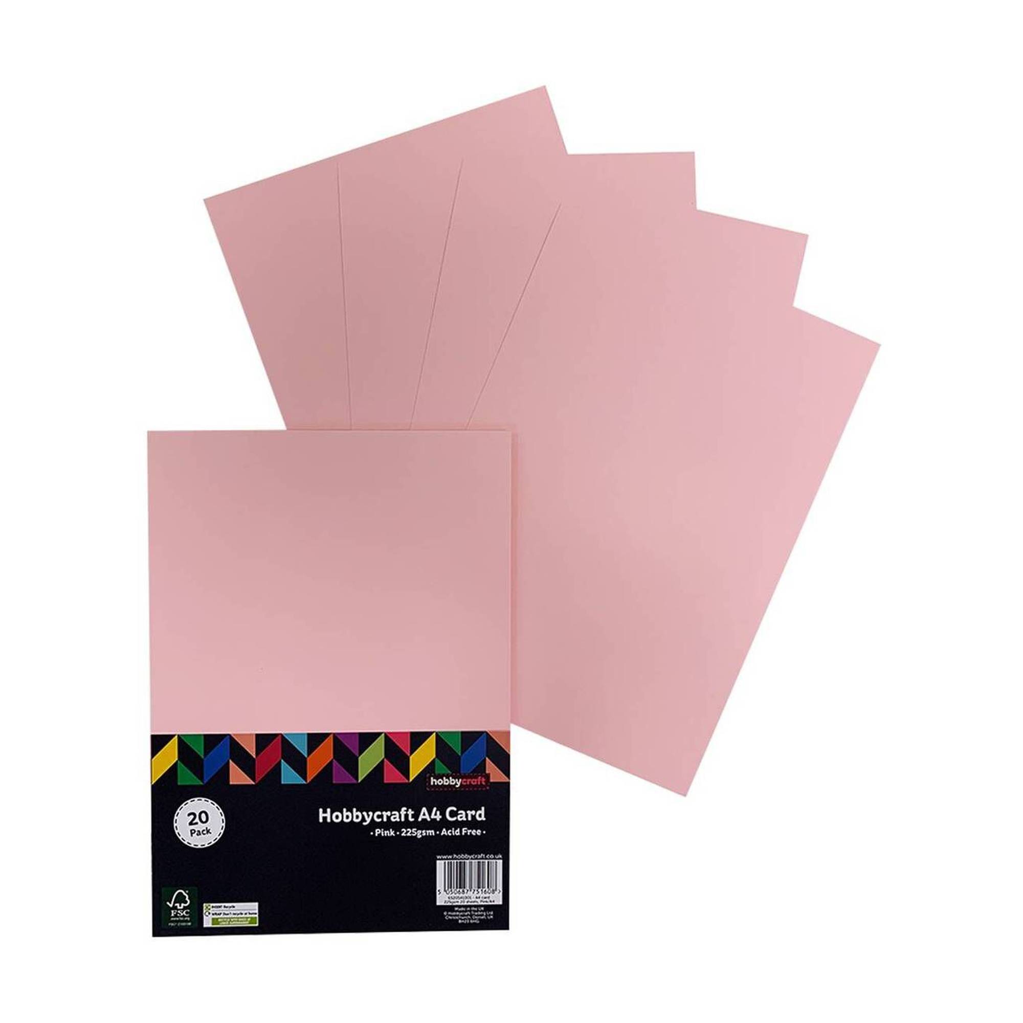 Pink Card A4 20 Pack | Hobbycraft