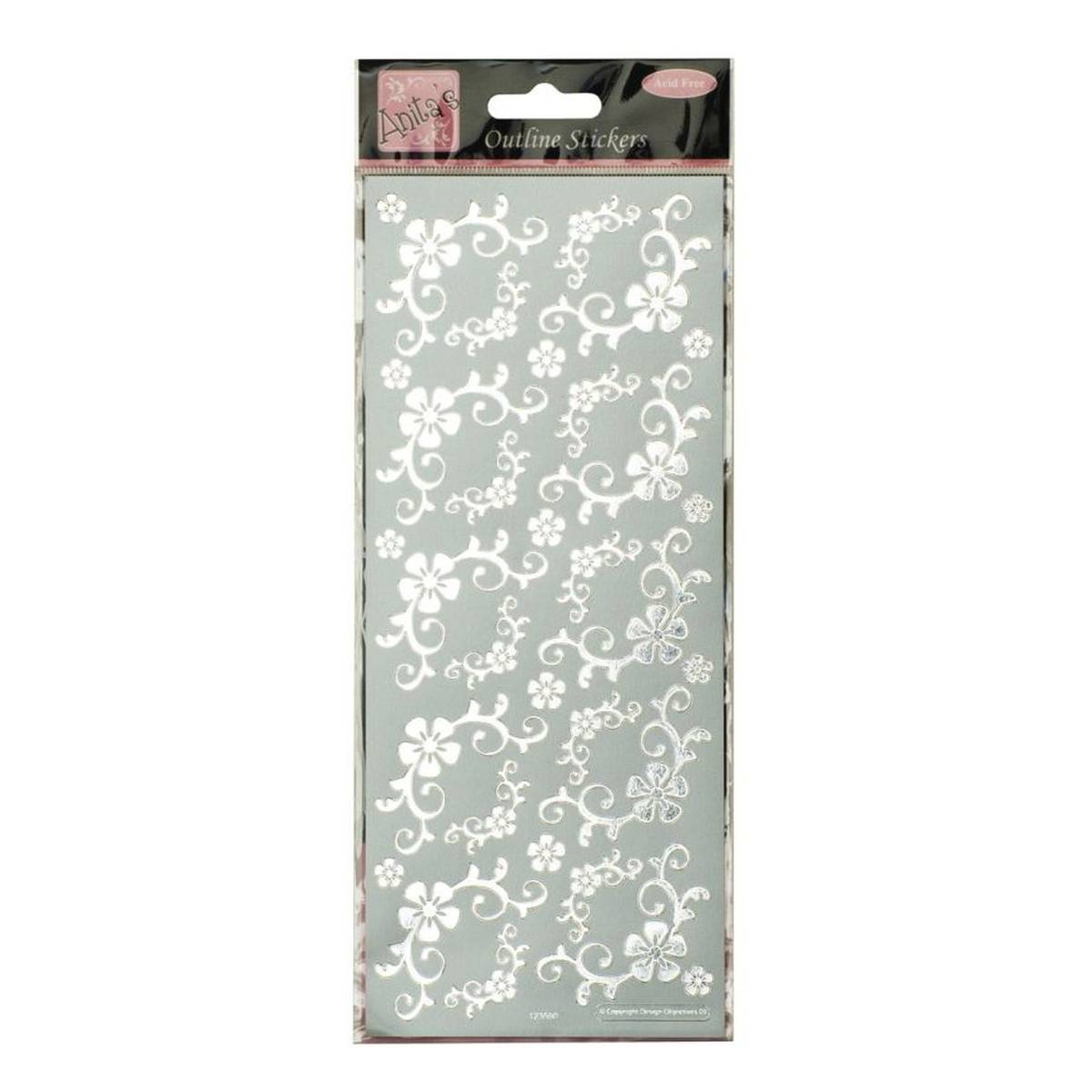 Outline Stickers Fanciful Floral Corners Silver | Hobbycraft