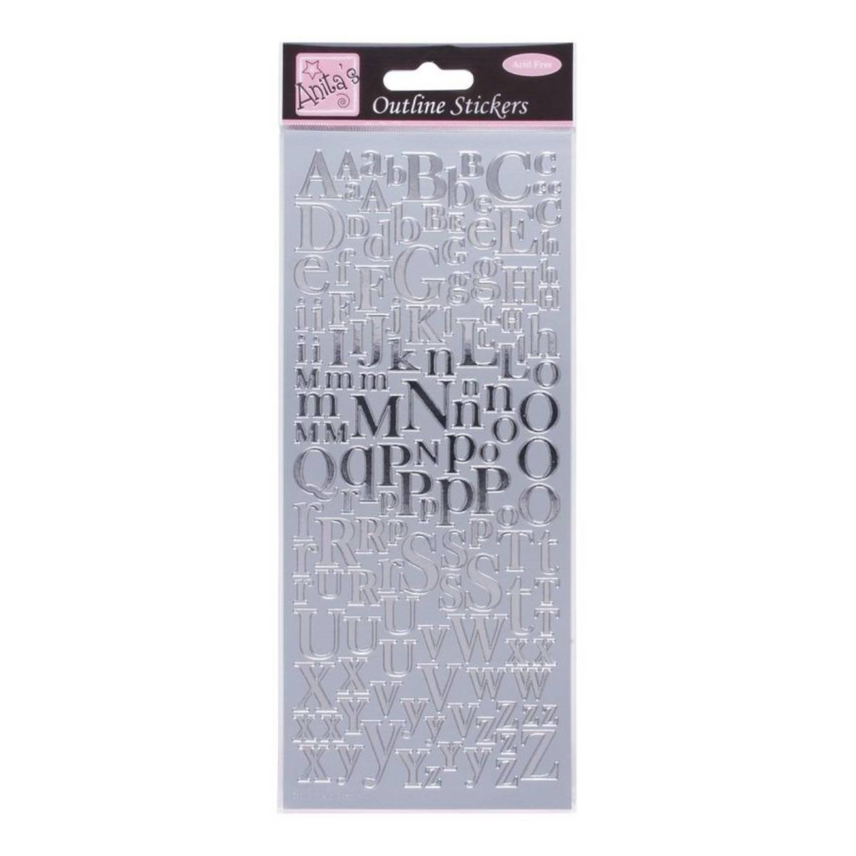 Outline Stickers Mixed Serif Alphabets Silver | Hobbycraft