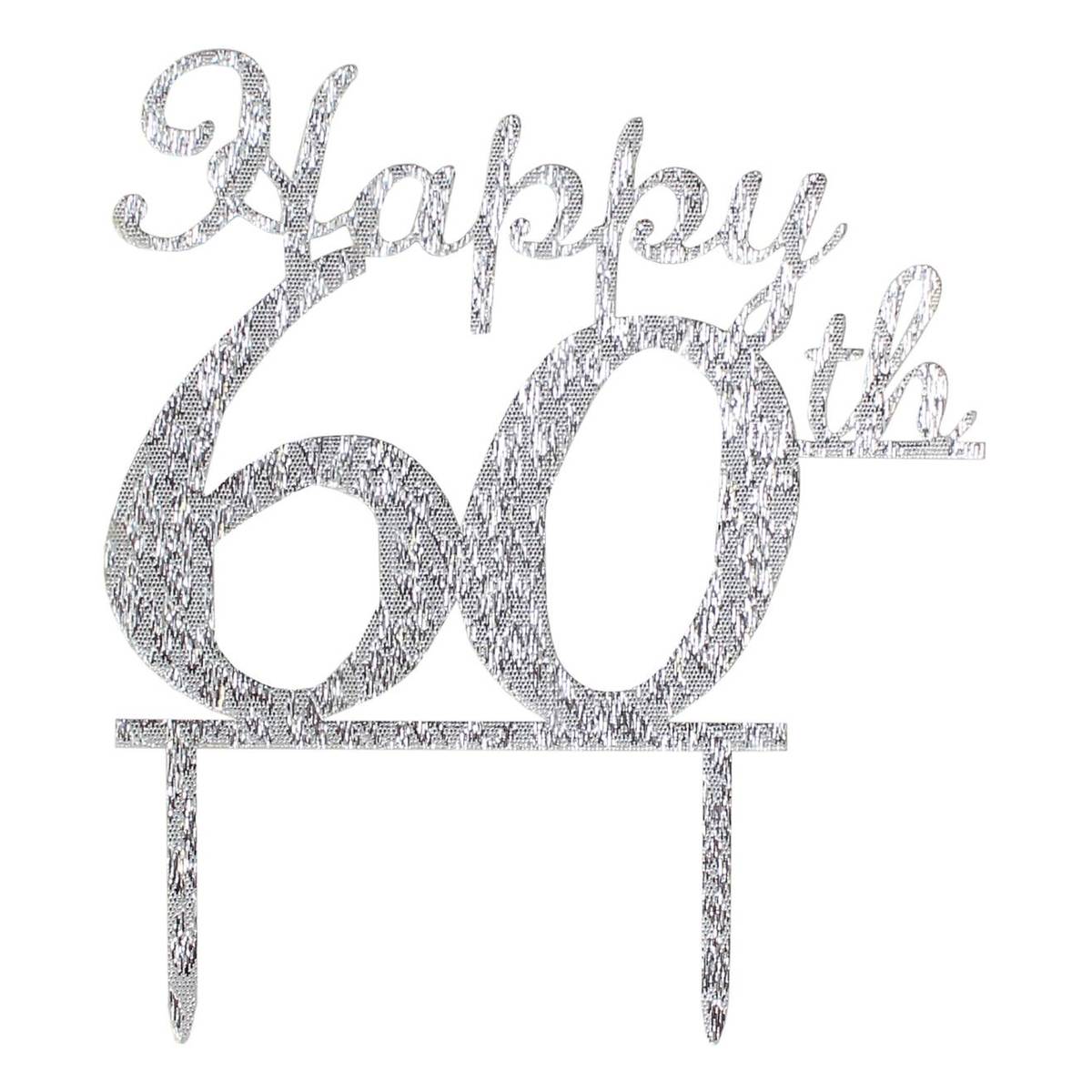 Silver Happy 60th Cake Topper | Hobbycraft