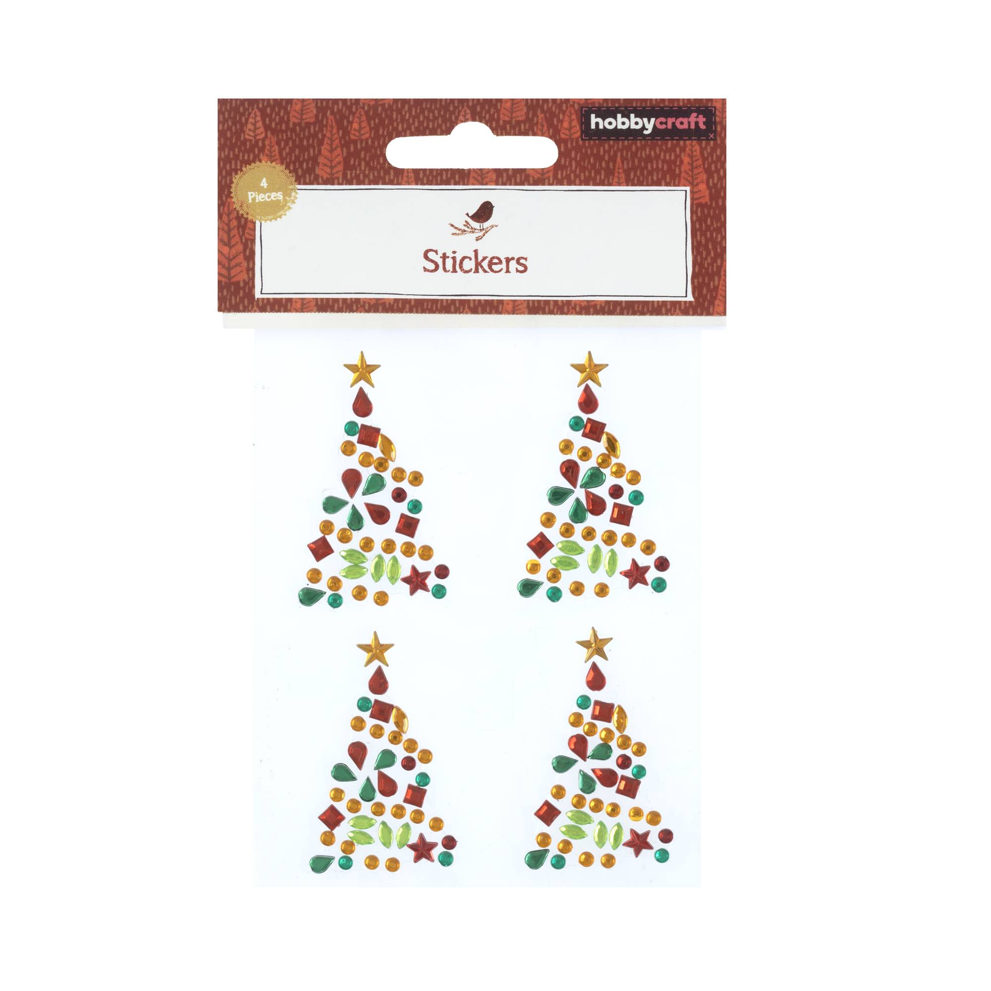 Christmas Tree Gem Stickers 4 Pack | Hobbycraft