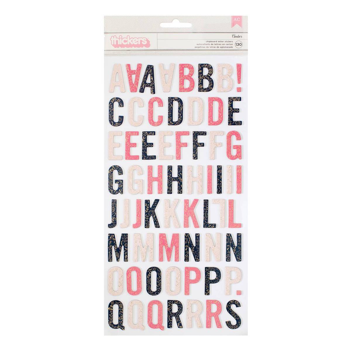 Pink Alphabet Chipboard Stickers 70 Pieces