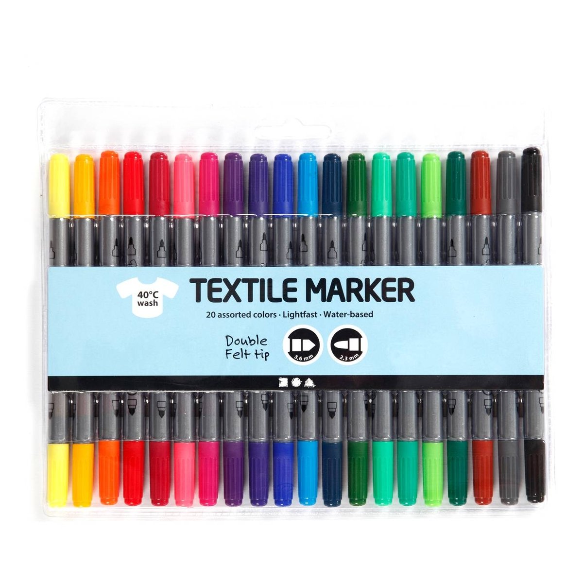 Bright Double Tip Textile Markers 20 Pack | Hobbycraft