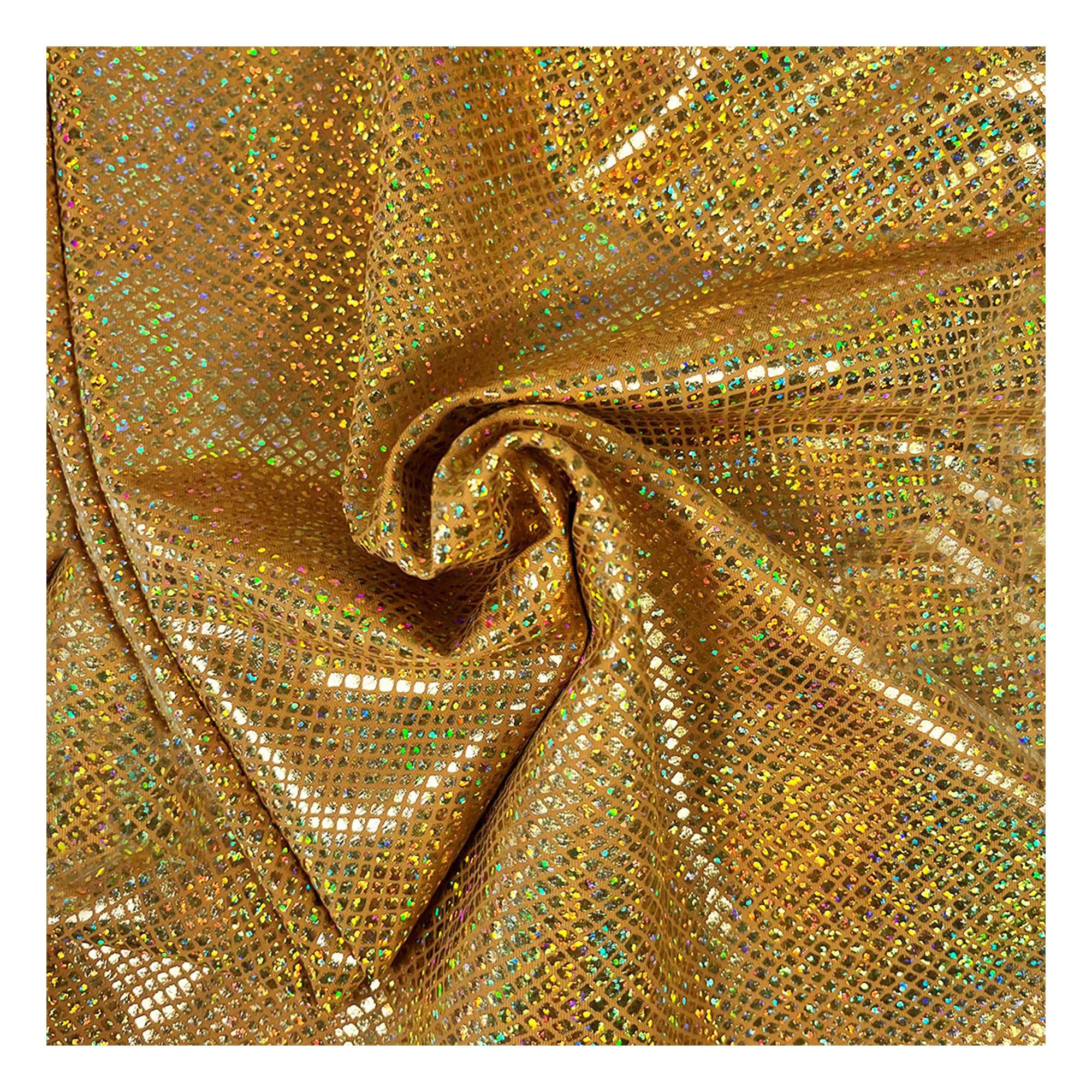 Gold Anaconda Holo Foil Poly Spandex Fabric by the Metre | Hobbycraft