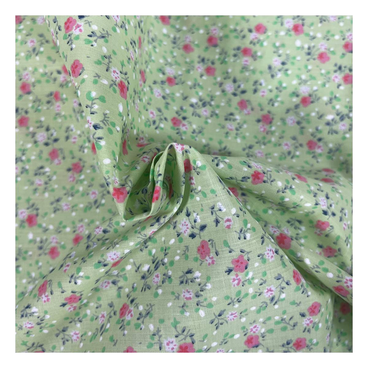 Pink and Mint Floral Polycotton Fabric by the Metre | Hobbycraft