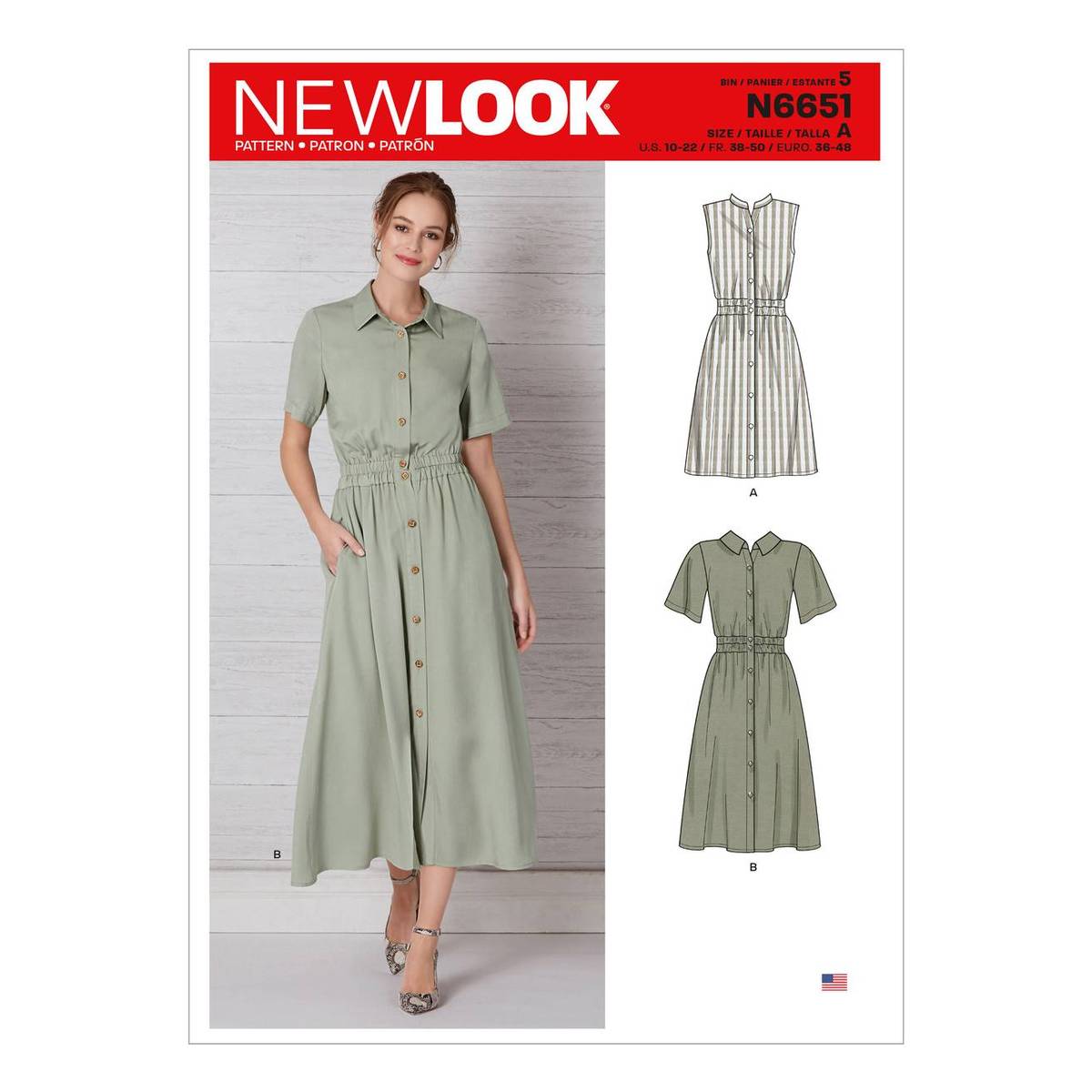 New Look Womens Button Dress Sewing Pattern N6651 Hobbycraft 