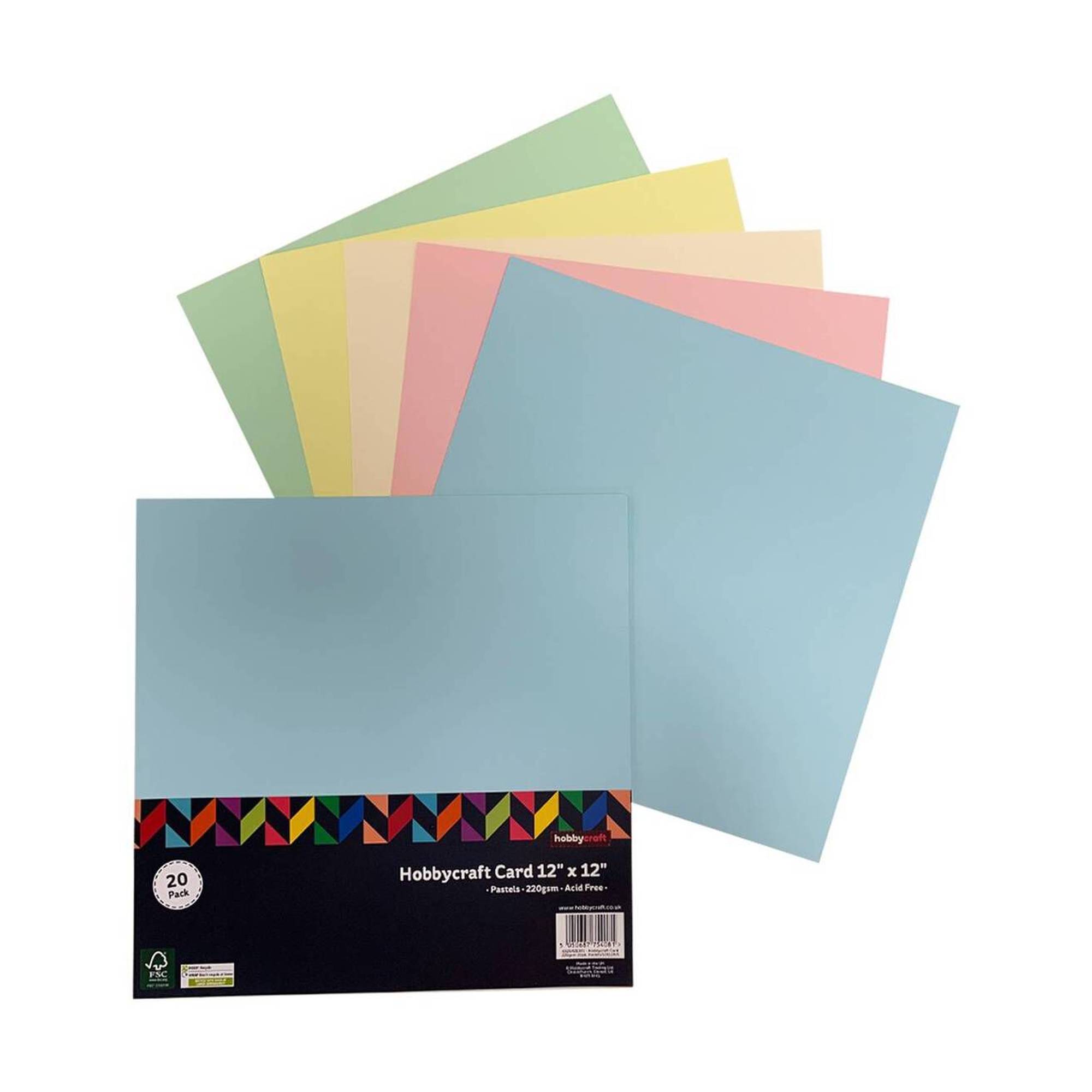 Pastel Card 12 x 12 Inches 20 Pack | Hobbycraft