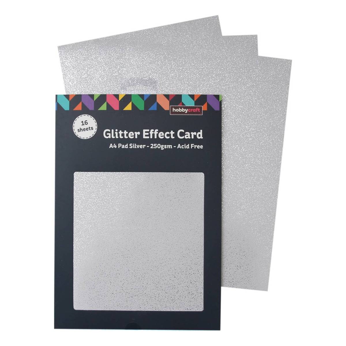 Silver Glitter Cardstock, 250gsm, 4 Sheets