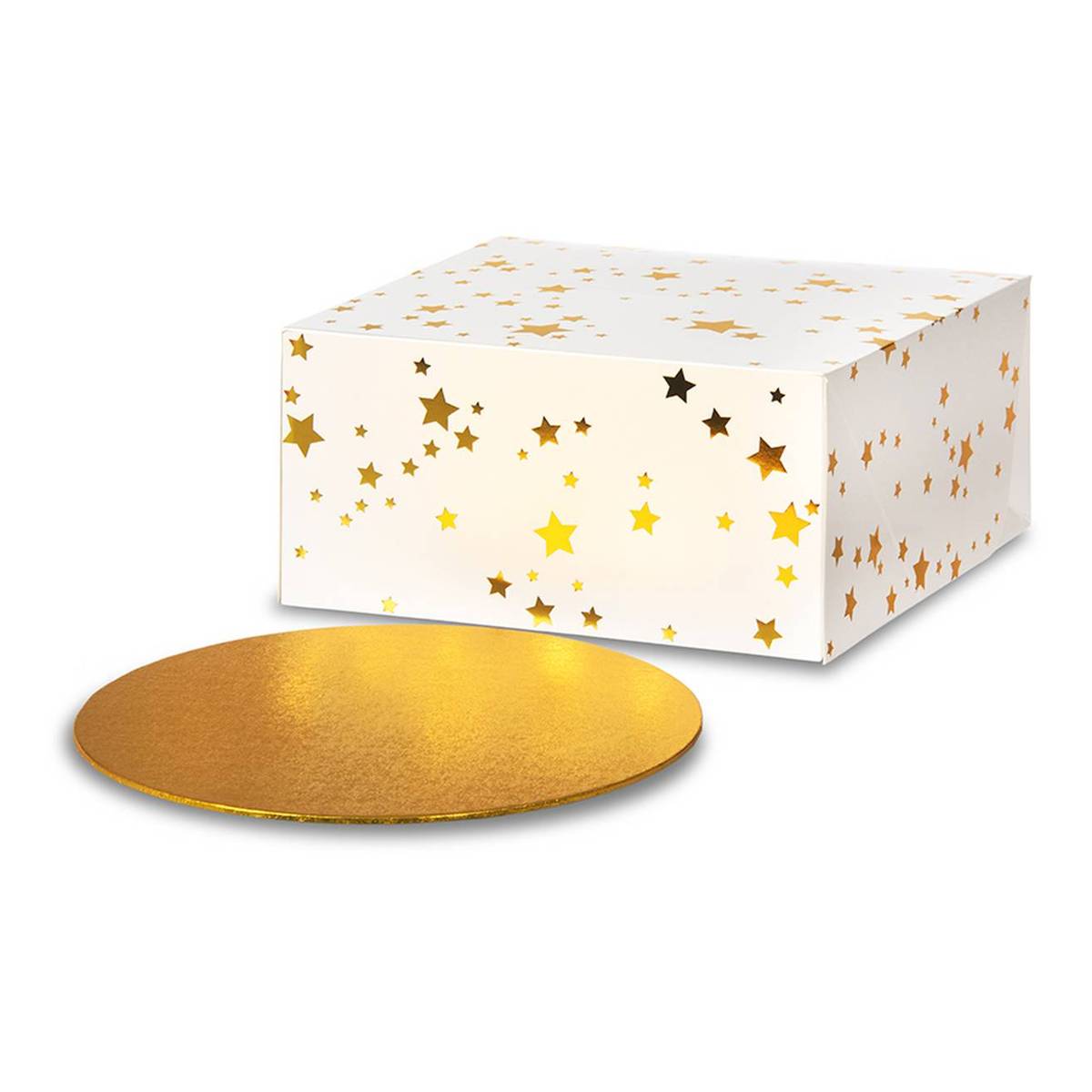 Gold Star Cake Box and Board 26cm x 26cm | Hobbycraft