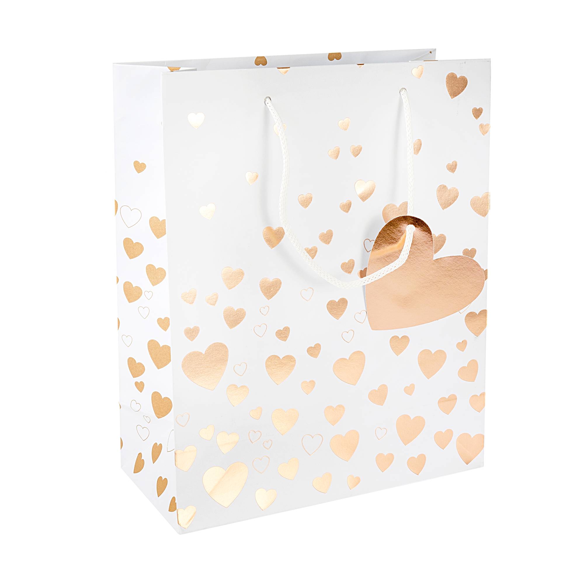 Rose Gold Hearts Gift Bag 29.5cm x 23cm | Hobbycraft