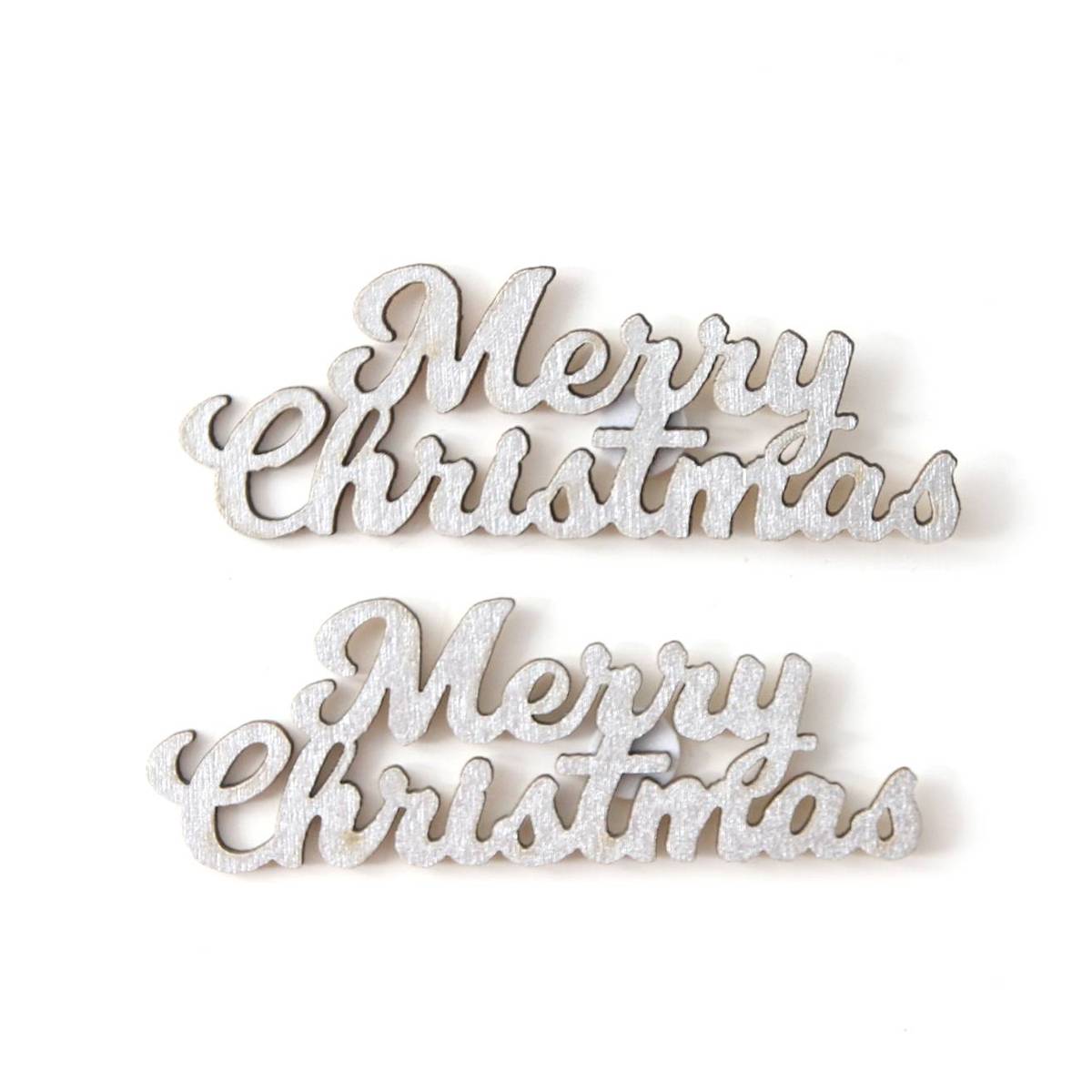 Silver Merry Christmas Wooden Toppers 2 Pack | Hobbycraft